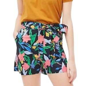 J. Crew Navy Blue Floral Cotton Poplin Tie Waist Bow Shorts - 4